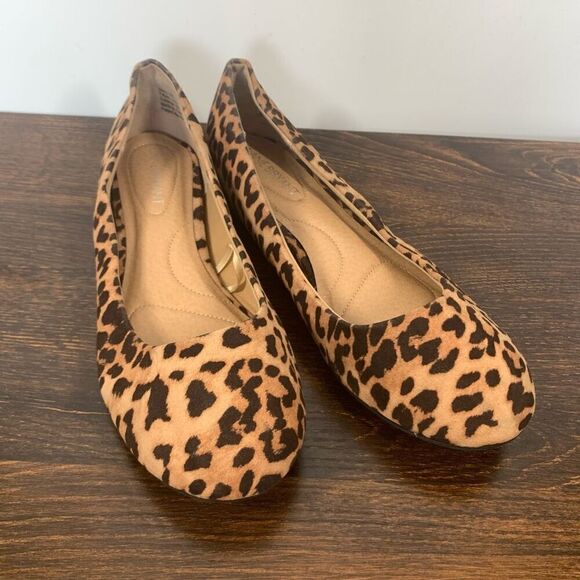 Lane Bryant Women's Leopard Print Ballerina Flats Shoes Brown Size 9 WIDE - Picture 1 of 8